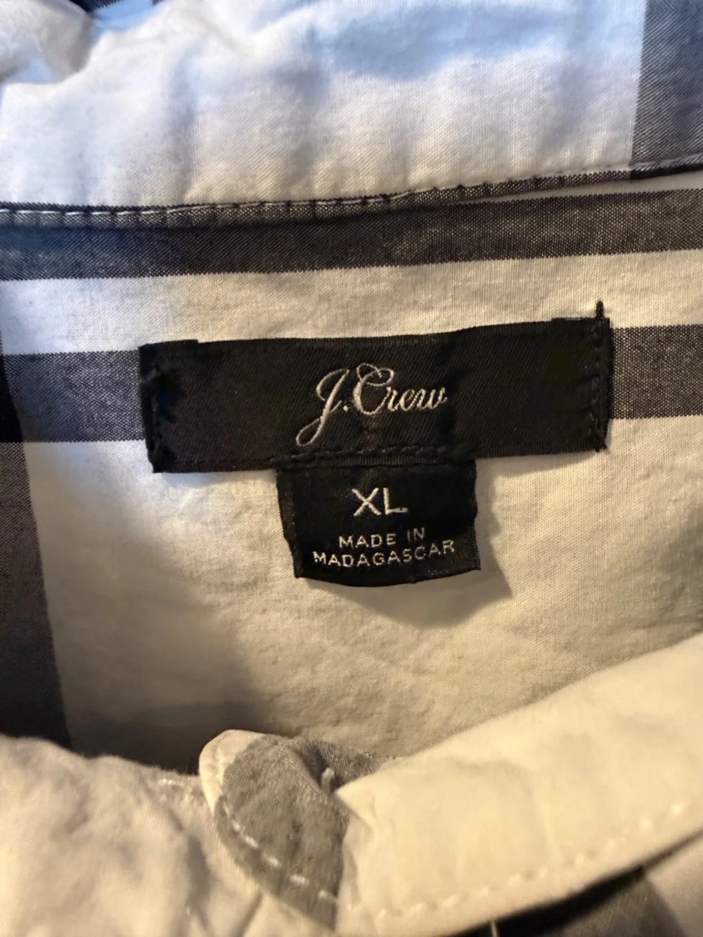 J. Crew Black White Plaid Relaxed Button Up Shirt Size XL